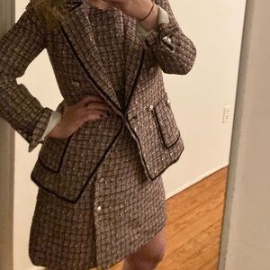 Veronica Beard Tweed Dress with Black Accents